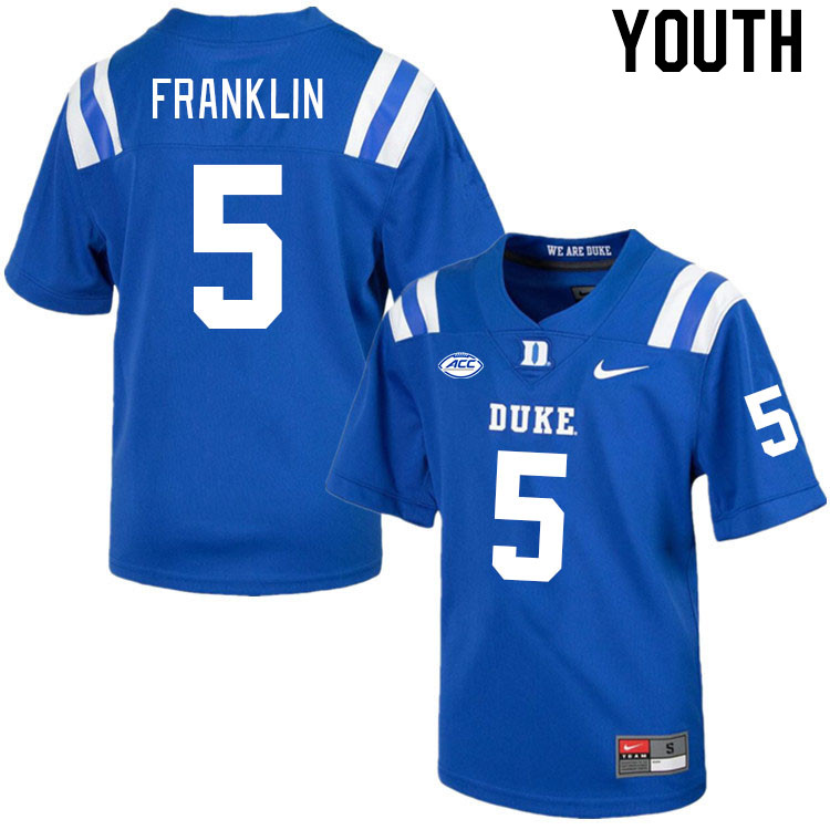 Youth #5 Ja'Mion Franklin Duke Blue Devils College Football Jerseys Stitched-Royal - Click Image to Close